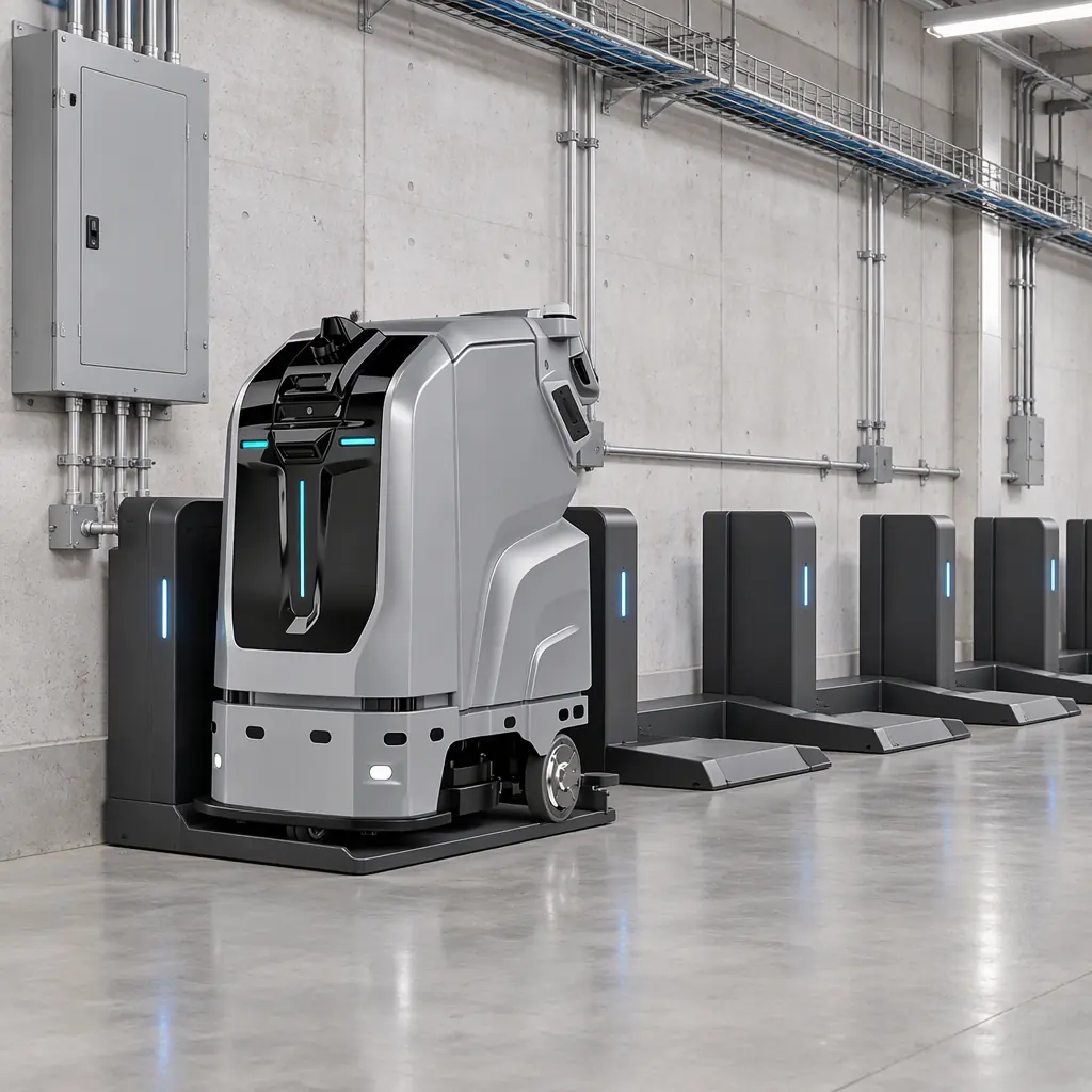 Service Robot Fleet Demand Charges and Peak-Load Power Economics