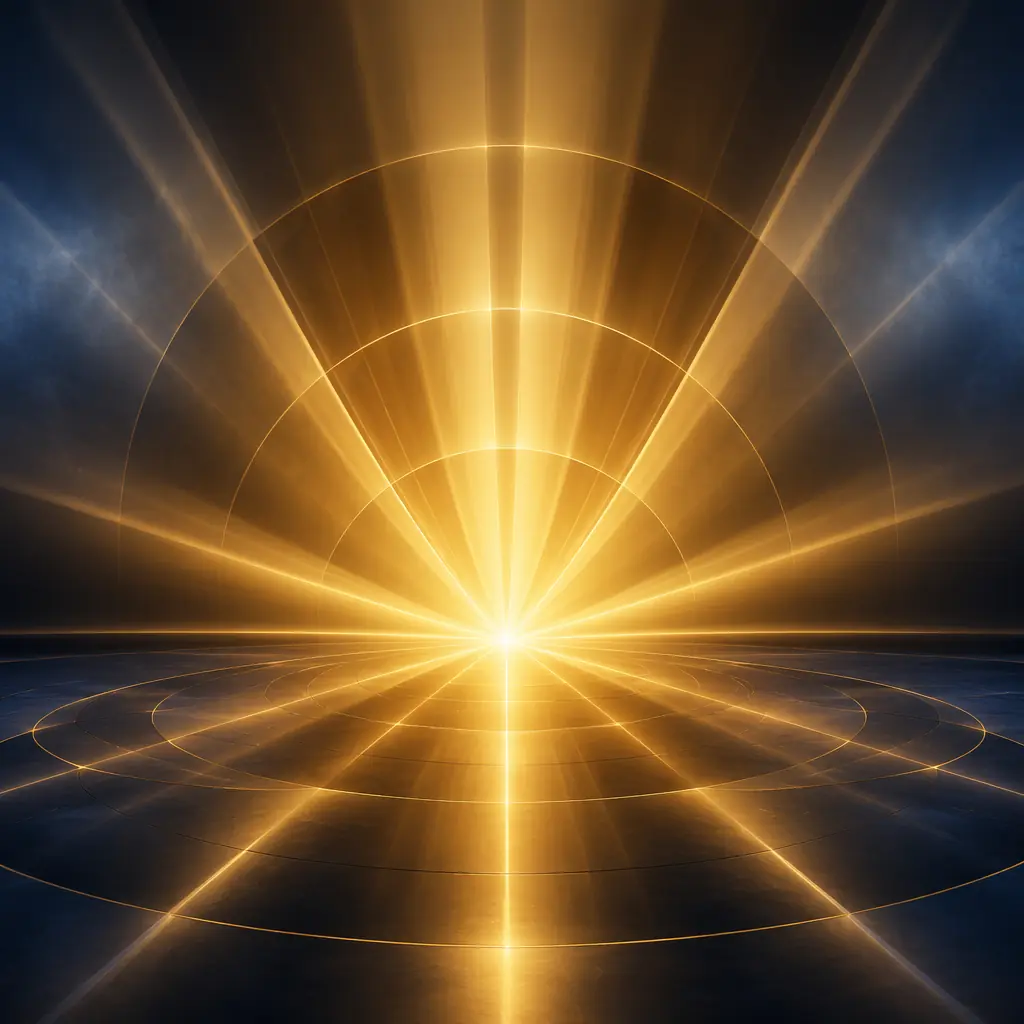 Concentric rings of light pulsing outward from a central point across a dark reflective surface, each ring representing a layer of coverage — general liability, product, cyber, equipment, workers' compensation — expanding to encompass a growing deployment footprint