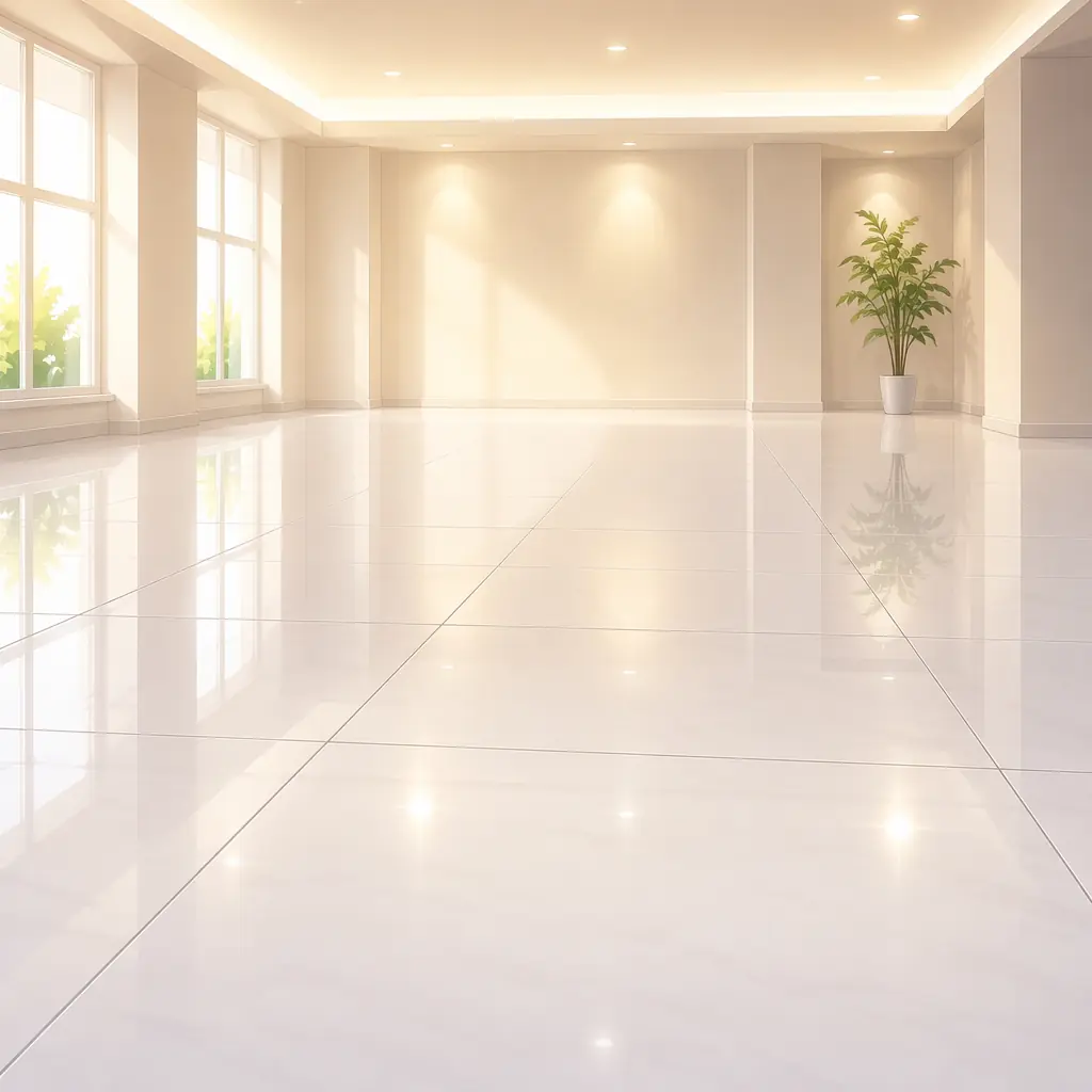 Clean reflective floor surface with subtle light patterns — representing automated cleaning results