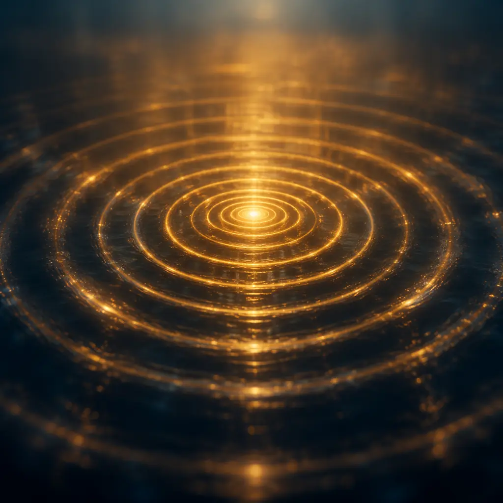 Expanding concentric rings of light on a dark reflective surface, suggesting the phased rollout of autonomous systems across a distributed network of facilities